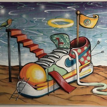 Shoe in the desert, Painting by Arad Levy