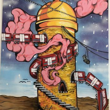 Spray can in the desert, Painting by Arad Levy