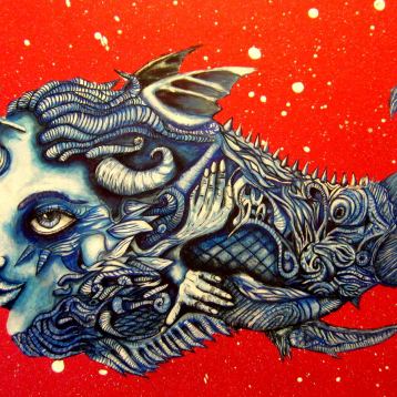 The red galaxy, Painting by Monkey RMG