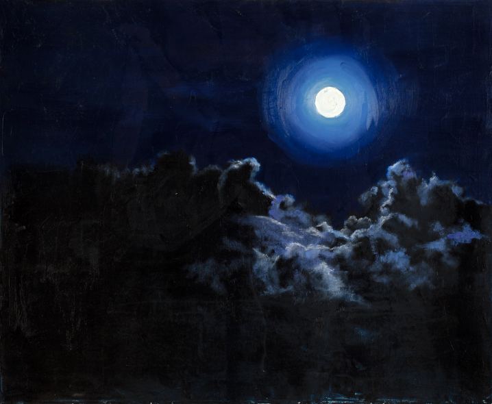 Moonlight over clouds , Painting by Maayan Shira