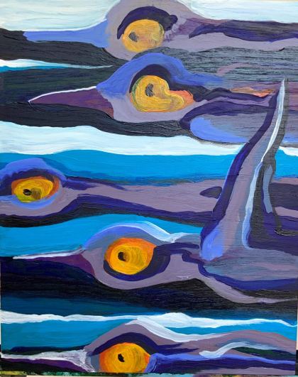 Winged birds, Painting by Sasha