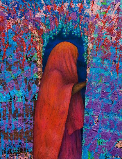 Woman at the door 2, Painting by Tami Gutman