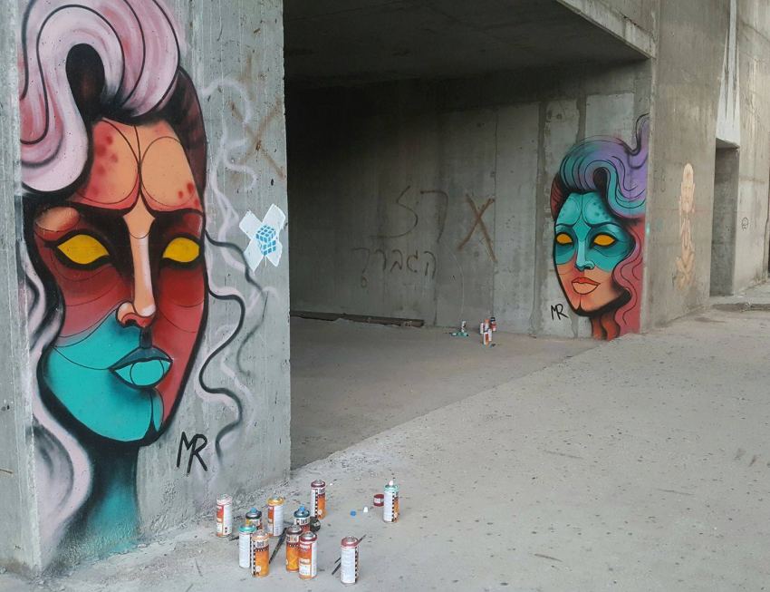 Street Art By Michal Rubin, woman portraits